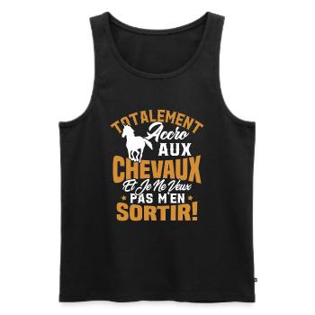 Totalement accro aux chevaux - Débardeur bio Premium Homme - noir - Devant - Michal (187cm)