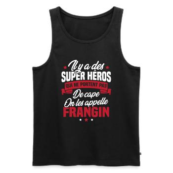 Super héros on les appelle frangin cadeau - Débardeur bio Premium Homme - noir - Devant - Michal (187cm)