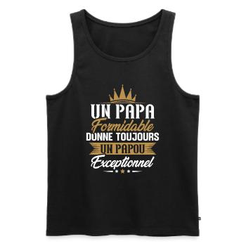 Un Papa Formidable Donne Toujours un papou - Débardeur bio Premium Homme - noir - Devant - Michal (187cm)