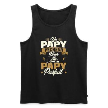 Un papy pêcheur est un papy parfait - Débardeur bio Premium Homme - noir - Devant - Michal (187cm)