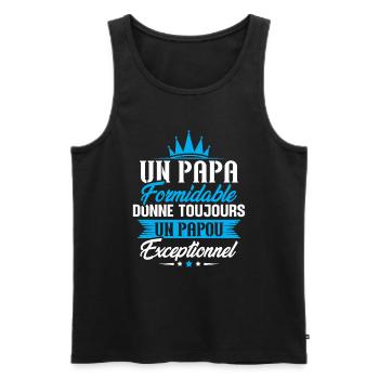 Un Papa Formidable Donne Toujours un papou - Débardeur bio Premium Homme - noir - Devant - Michal (187cm)
