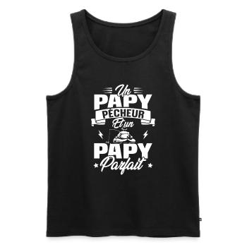 Un papy pêcheur est un papy parfait - Débardeur bio Premium Homme - noir - Devant - Michal (187cm)
