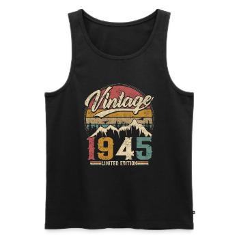 Vintage 1945 Limited Edition Birthday Gift - Men's Premium Organic Tank Top - black - Front - Michal (187cm)