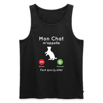 Mon chat m'appelle - Débardeur bio Premium Homme - noir - Devant - AI Model Male 178 light (178cm)