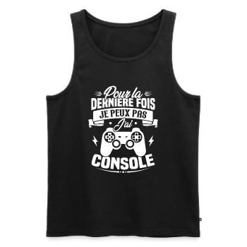 Pour la derniere fois je peux pas j'ai console - Débardeur bio Premium Homme - noir - Devant - AI Model Male 178 light (178cm)