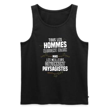 Les Meilleurs Hommes Deviennent paysagistes - Débardeur bio Premium Homme - noir - Devant - Michal (187cm)