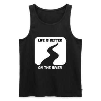 Life is better on the river - Kajak Design - Männer Premium Bio Tank Top - Schwarz - Vorne - AI Model Male 178 light (178cm)