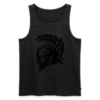 Spartaner Helm Krieger Gladiator Sparta - Männer Premium Bio Tank Top - Schwarz - Vorne - Michal (187cm)