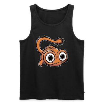 Funny little monster with big eyes - Men's Premium Organic Tank Top - black - Front - AI Model Male 178 light (178cm)