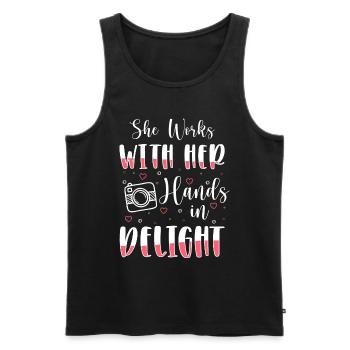 Fotograf Fotografin Spiegelreflex Motiv - Männer Premium Bio Tank Top - Schwarz - Vorne - Michal (187cm)
