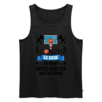 Coach basket humour Cadeau Entraineur Basketball - Débardeur bio Premium Homme - noir - Devant - Michal (187cm)