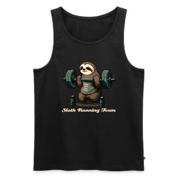 Sloth Running Team, biceps don't grow on trees - Men's Premium Organic Tank Top - black - Front - Michal (187cm)