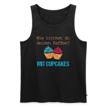 Kaffee nur mit Cupcakes - Männer Premium Bio Tank Top - Schwarz - Vorne - Michal (187cm)