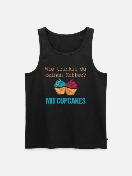 Kaffee nur mit Cupcakes - Männer Premium Bio Tank Top - Schwarz