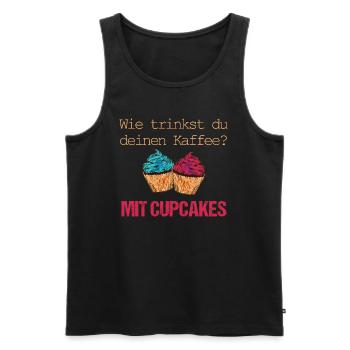 Kaffee nur mit Cupcakes - Männer Premium Bio Tank Top - Schwarz - Vorne - Michal (187cm)