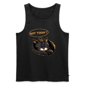 Funny Cat Design - Pas aujourd’hui Sleeping Cat - Débardeur bio Premium Homme - noir - Devant - AI Model Male 178 light (178cm)