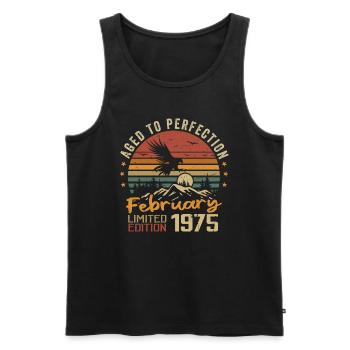Born in February 1975 Birthday 1975 February - Men's Premium Organic Tank Top - black - Front - Michal (187cm)