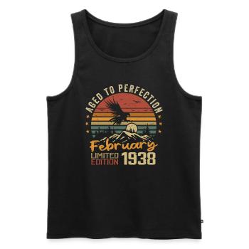 Born in February 1938 Birthday 1938 February - Men's Premium Organic Tank Top - black - Front - Michal (187cm)