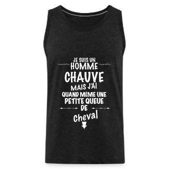 Chauve content de sa petite queue de cheval - Débardeur bio Premium Homme - charbon - Devant - Alexander (188cm)