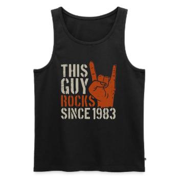 This guy has been rocking since 1983 vintage birthday - Men's Premium Organic Tank Top - black - Front - Michal (187cm)