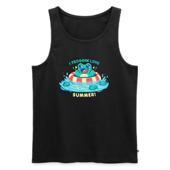 I Froggin aime l’été - Débardeur bio Premium Homme - noir - Devant - Michal (187cm)