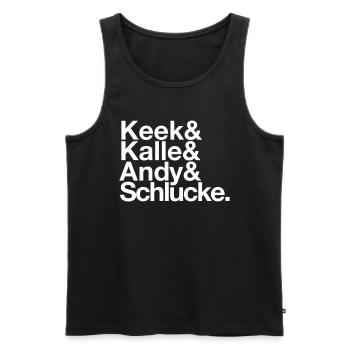 Keek&Kalle&Andy&Schlucke. - Männer Premium Bio Tank Top - Schwarz - Vorne - AI Model Male 178 light (178cm)