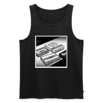 90s cult objects: Comic look for Walkman & Co. - Men's Premium Organic Tank Top - black - Front - AI Model Male 178 light (178cm)