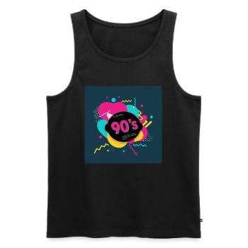 Ambiance des années 90 - Débardeur bio Premium Homme - noir - Devant - AI Model Male 178 light (178cm)