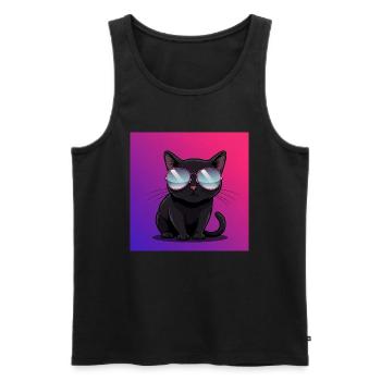 Coole Katze mit Sonnenbrille - Männer Premium Bio Tank Top - Schwarz - Vorne - Michal (187cm)