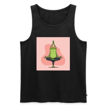 The Yoga Frog: Relaxation and Balance - Men's Premium Organic Tank Top - black - Front - Michal (187cm)