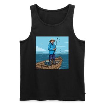 Au niveau des yeux avec la nature – pêche depuis un bateau - Débardeur bio Premium Homme - noir - Devant - Michal (187cm)