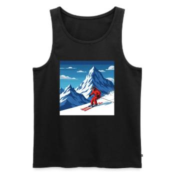 Plaisir sur les pistes : skier dans les plus belles montagnes - Débardeur bio Premium Homme - noir - Devant - AI Model Male 178 light (178cm)