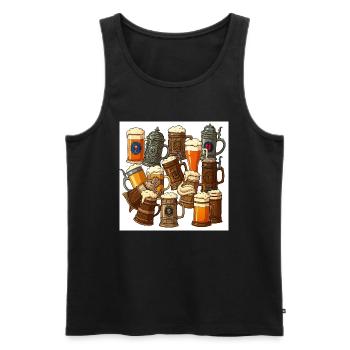 La chope à bière : la tradition de trinquer - Débardeur bio Premium Homme - noir - Devant - AI Model Male 178 light (178cm)