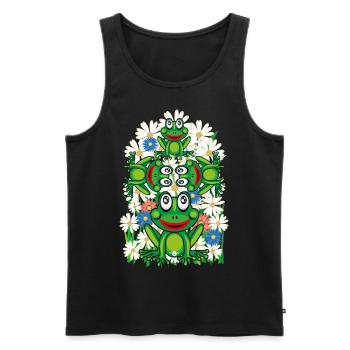 16 Fleurs grenouilles grenouilles - Débardeur bio Premium Homme - noir - Devant - AI Model Male 178 light (178cm)