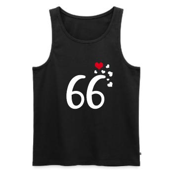 66. Geburtstag Jubiläum Herzen 66 - Männer Premium Bio Tank Top - Schwarz - Vorne - AI Model Male 178 light (178cm)