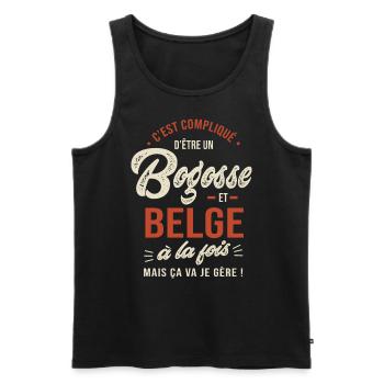 Belge Bogosse Cadeau Humour Belgique - Débardeur bio Premium Homme - noir - Devant - Michal (187cm)