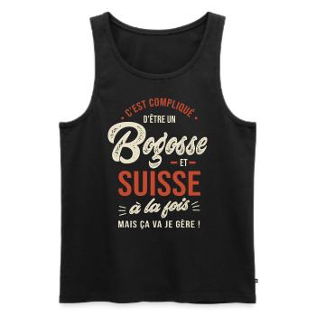 Suisse Bogosse Cadeau Humour Suisses - Débardeur bio Premium Homme - noir - Devant - Michal (187cm)