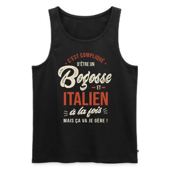 Italien Bogosse Cadeau Humour Italie - Débardeur bio Premium Homme - noir - Devant - Michal (187cm)