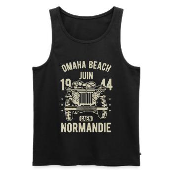 Omaha Beach Juin 1944 Caen Normandie - Débardeur bio Premium Homme - noir - Devant - Michal (187cm)