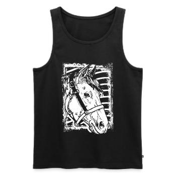 Équitation - Cavalier - Cheval - Tête de cheval - Débardeur bio Premium Homme - noir - Devant - Michal (187cm)