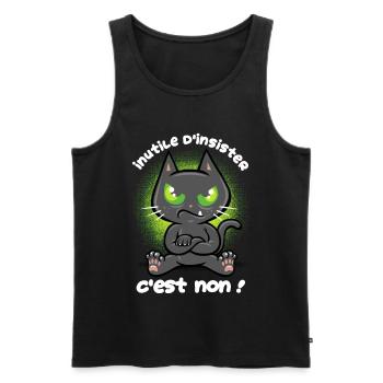 Chat têtu - Débardeur bio Premium Homme - noir - Devant - AI Model Male 178 light (178cm)