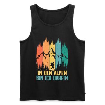 In den Alpen bin ich daheim - Männer Premium Bio Tank Top - Schwarz - Vorne - AI Model Male 178 light (178cm)