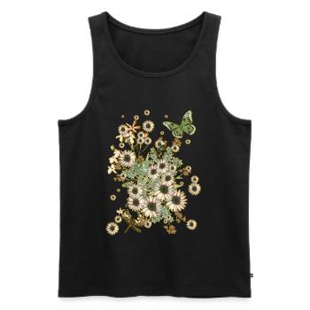 Fleurs sur fleurs - Fleurs Flora Papillon - Débardeur bio Premium Homme - noir - Devant - Michal (187cm)