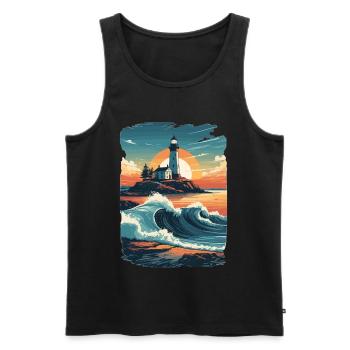 Lighthouse - Men's Premium Organic Tank Top - black - Front - Michal (187cm)