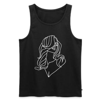 Portrait de femme en blanc - Débardeur bio Premium Homme - noir - Devant - Michal (187cm)