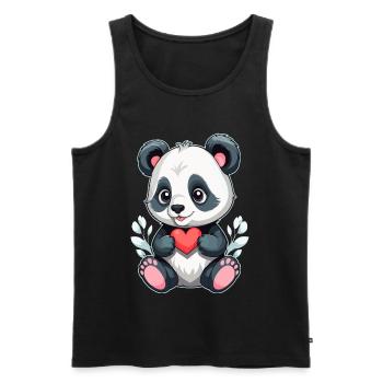 Panda mit Herz - Männer Premium Bio Tank Top - Schwarz - Vorne - AI Model Male 178 light (178cm)