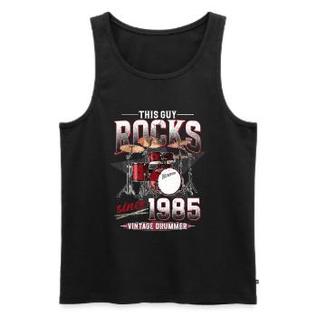 1985 Vintage Drum Drummer Anniversaire - Débardeur bio Premium Homme - noir - Devant - Michal (187cm)