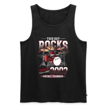 2007 Vintage Drum Drummer Anniversaire - Débardeur bio Premium Homme - noir - Devant - Michal (187cm)