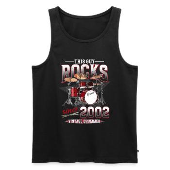 2002 Vintage Drums Drummer Anniversaire - Débardeur bio Premium Homme - noir - Devant - Michal (187cm)