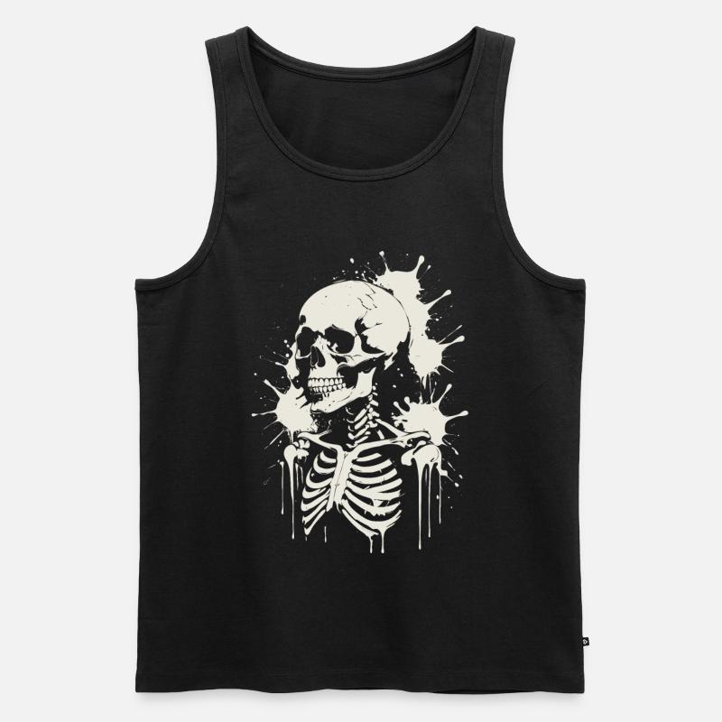 Schädel Skelett Schädel & Malerei - Männer Premium Bio Tank Top - Schwarz